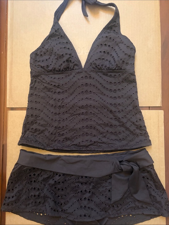 La Blanca Other - Brown Eyelet Halter Tankini with Skirted Bottom